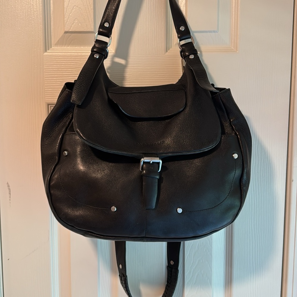 Longchamp Leather Black Balzane Shoulder/Crossbody Bag